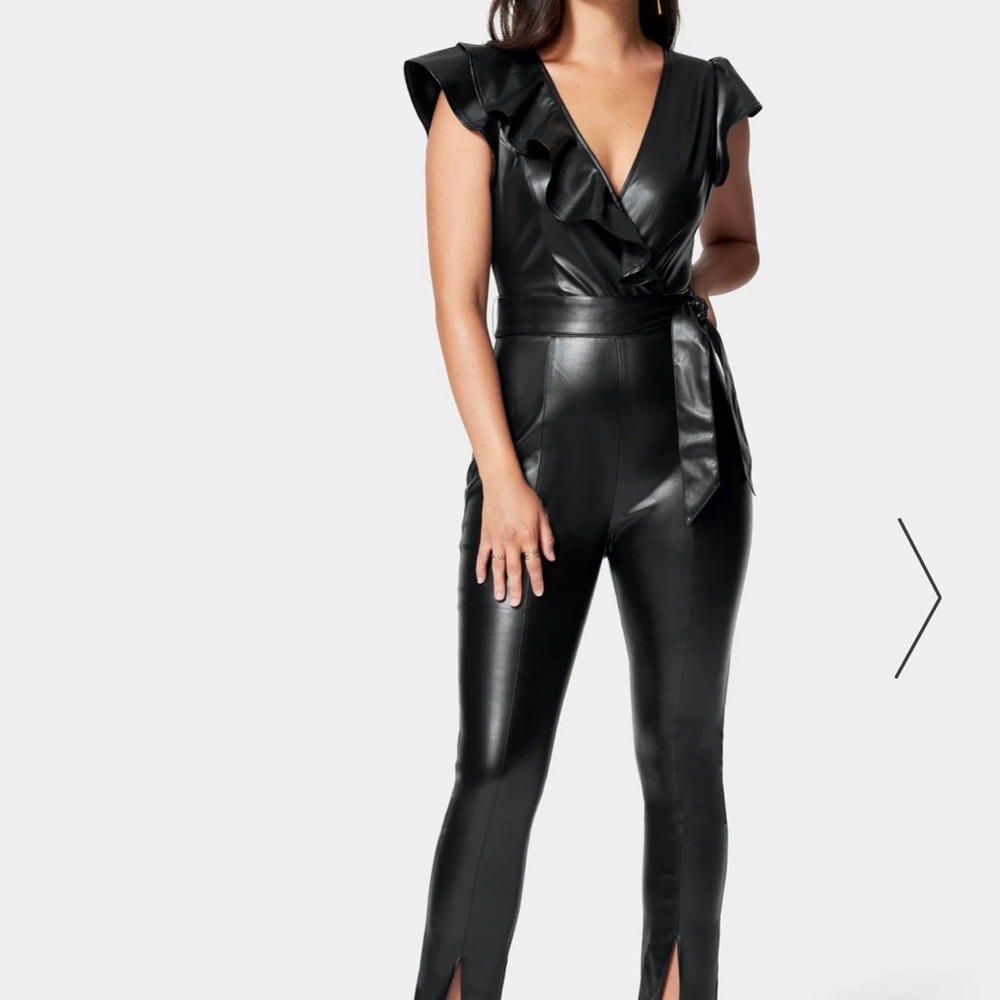 Bebe Faux Leather Jumpsuit
